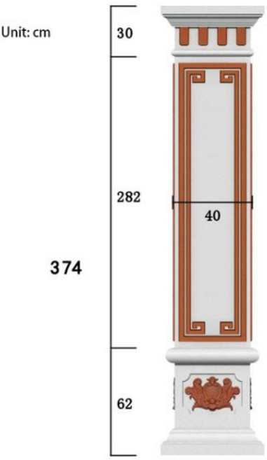 로마 기둥 몰드 중국 사각형 기둥 빌라 문짝 시멘트 로비 마당 모양 건물 템플릿, D40H374, 1개