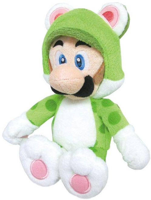 三英貿易 超級瑪利歐3D世界 貓咪裝路易吉絨毛娃娃, 1個, 約25 cm