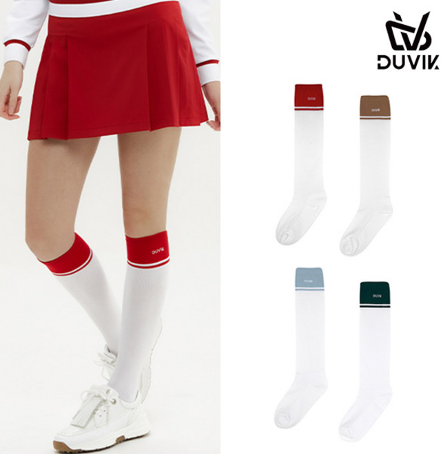 듀빅 여성 드라이 쿨 배색 포인트 니삭스 DD1WAO772, FREE, 레드, 1개