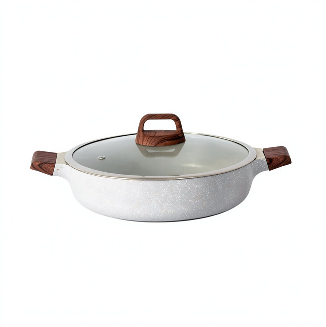 HYPXL 麥飯石淺湯鍋蒸鍋火鍋, 1個, 30cm