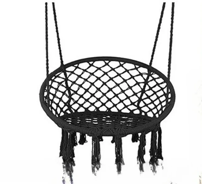 실내 및 실외용 등받이가 있는 직조형 행잉 체어 | 정원 파티오 발코니용 그네 의자 휴대용 둥지 바구니, 01 검정색