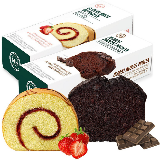 [신세계푸드] 밀크앤허니 소프트제리롤[520g]+진한초콜릿파운드[620g] 혼합세트, 1.14kg, 1세트