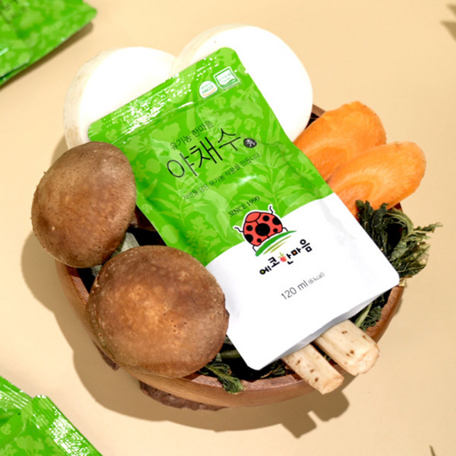 100%유기농인증 무 당근 무청 표고버섯 우엉으로 만든 유기농한마음야채수(120ml), 120ml, 90개