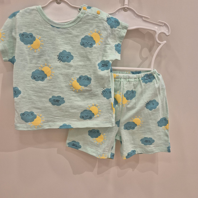 해피랜드 연약한 맨살에 바로 입혀도 안심 무형광 순면 100% 상하복 세트