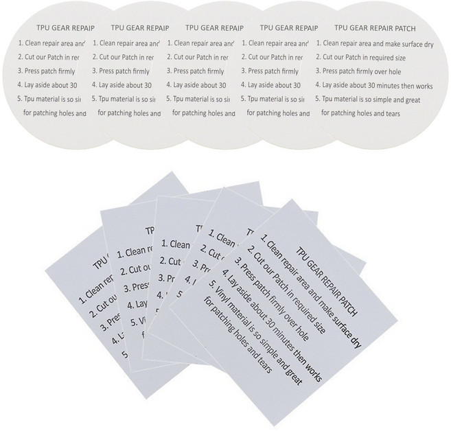 롤링페이퍼 TPU 텐트 타프 튜브 불빵 구멍보수 수선패치 사각5P+원형5P, 10개