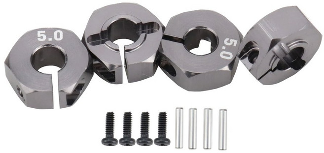 호환 알루미늄 어댑터 육각 드라이브 허브 나사 포함 RC 자동 트랙 트럭 HSP HPI 타미야 트랙사스 슬래시 5mm 6mm 7mm 8mm 9mm 10mm 11mm 12mm, 5mm Titanium, 1개