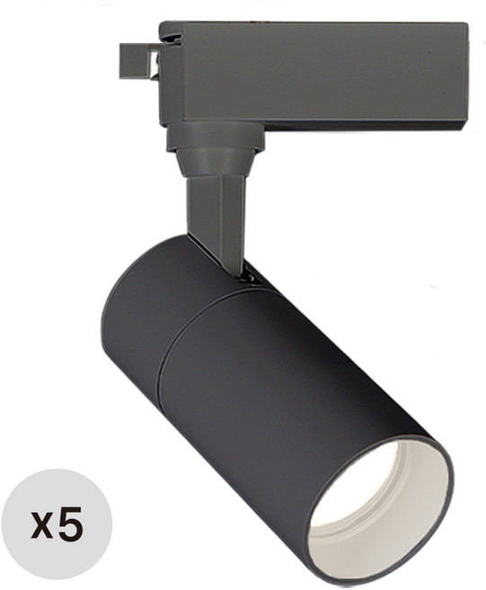 라인라이팅 LED 샤인 원통 COB 스포트 레일조명 블랙 10W, 5개, 주백(아이보리빛)