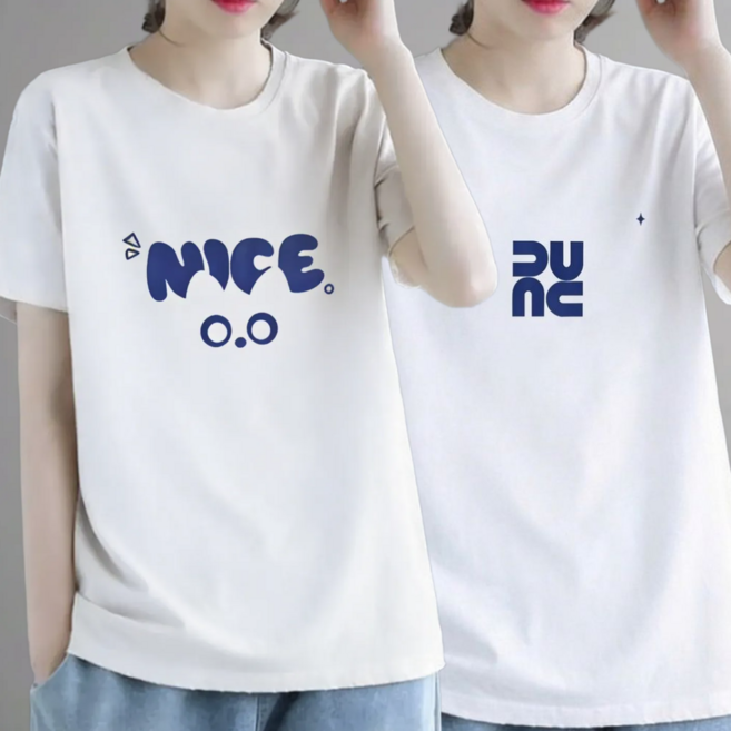 더톡톡 여름 여성 면반팔티 2장