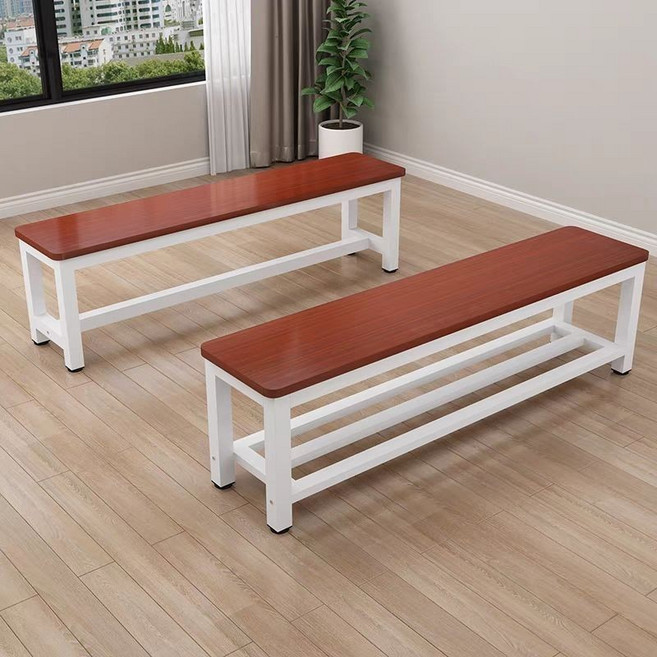 長條凳 換鞋凳 家用更衣室凳 鋼木長凳, 柚木       白釉白架,雙層長120寬35高45, 1個