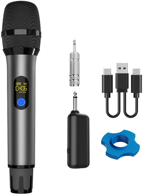 프리라이프 - 무선 마이크 송수신기 세트 충전식 UHF 고감도 다이나믹 노래방 MIC, H21 1pcs