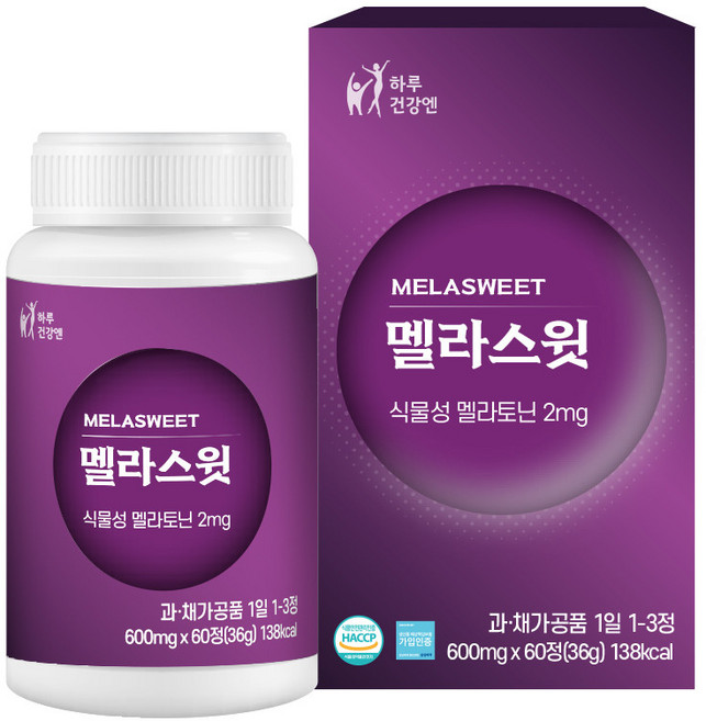 토마토 추출 식물성 멜라토닌 함유 멜라스윗 60정 X 600mg, 1박스