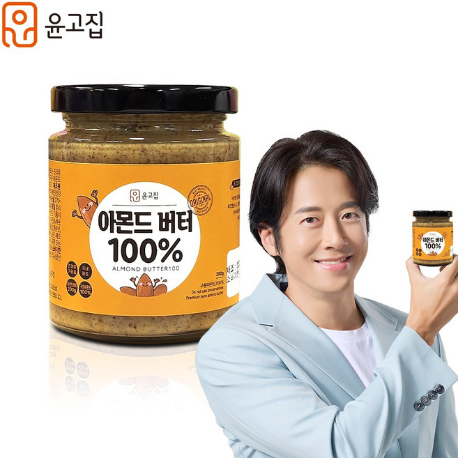 윤고집 아몬드버터 무첨가 무심 무가당 무설탕, 1개, 200g