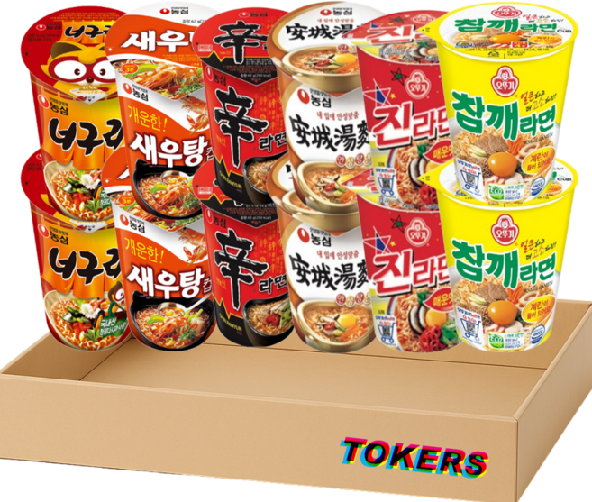 소컵라면 6종 12개 (너구리+새우탕+신라면+안성탕면+진라면+참깨라면)