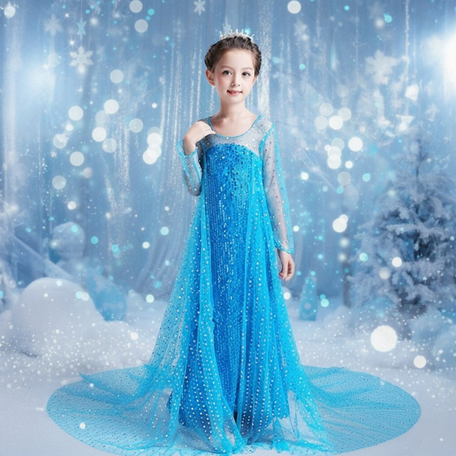 모모토리 여아 유아 어린이 아동 KC인증 시그니처 클래식 엘사 공주 드레스 생일 할로윈 크리스마스
