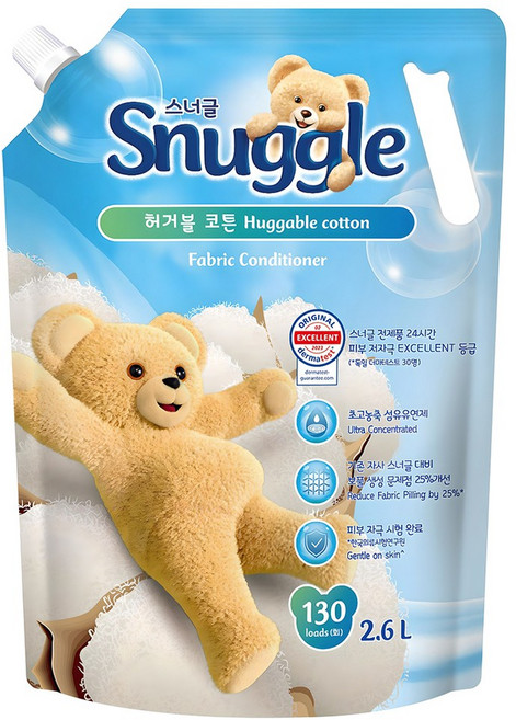 스너글 초고농축 섬유유연제 오리지널 허거블 코튼 리필, 2.6L, 1개입, 1개