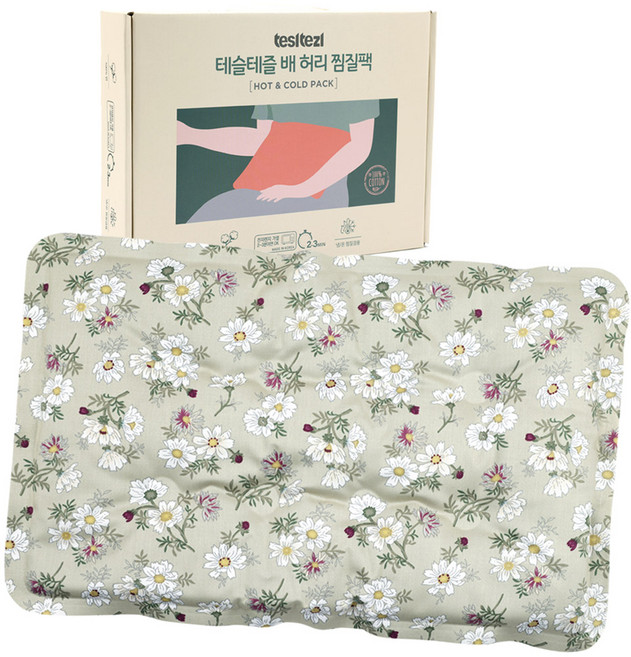 테슬테즐 배 허리 찜질팩 고급형 올리브플라워 JZT-200, 1개