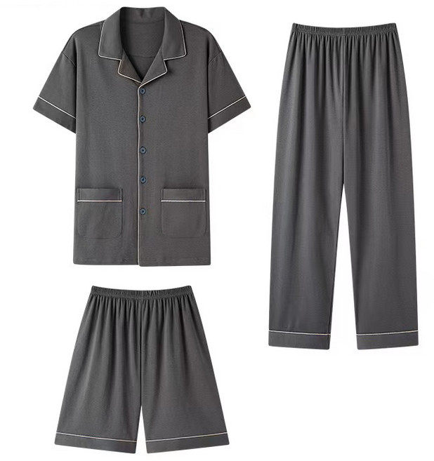YANGTA 남성 사계절 순면 파자마 데일리 홈웨어 세트