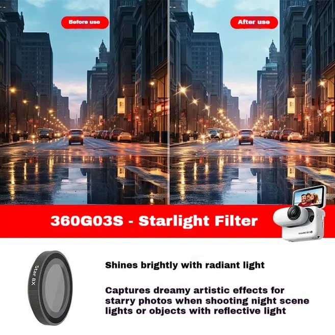 Insta360 GO 3S 액션 카메라 필터 세트용 광학 유리 렌즈 강력한 보호 UV/CPL/ND8/16/32/64 액세서리, 11 star light