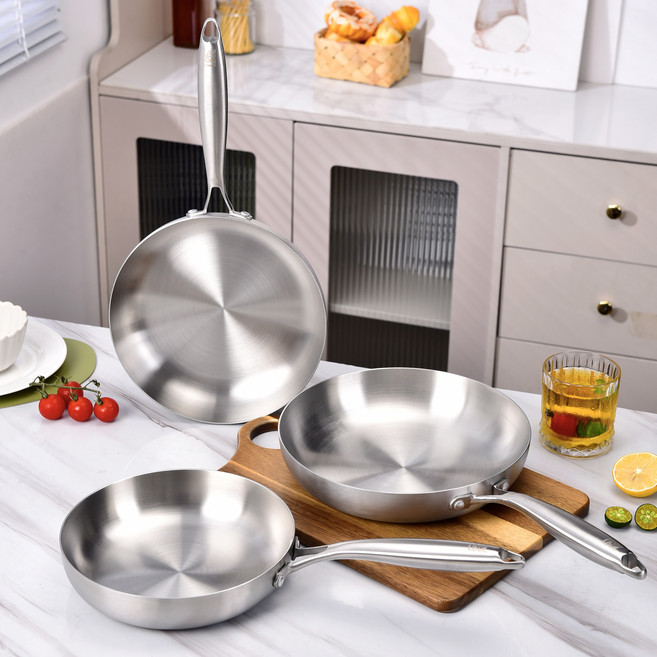 인덕션 스텐 후라이팬 세트 전열원 식기세척기 사용가능, 1세트