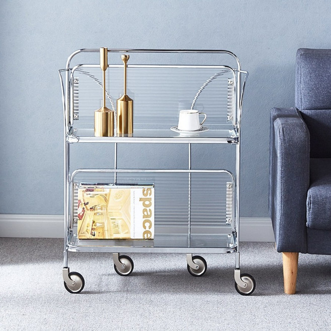 모던럭스 접이식 트롤리, 2단, 투명