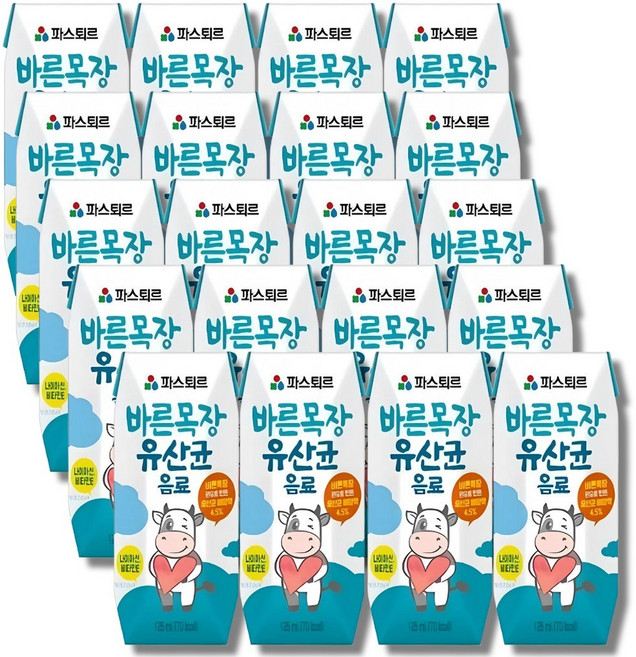 파스퇴르 바른목장 유산균 음료, 125ml, 20개