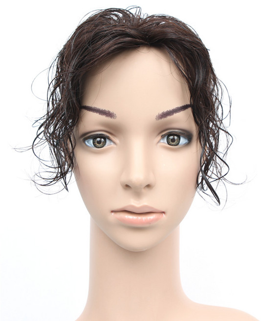 여우가발 정수리 웨이브가발 라인웨이브 부분가발 [W2077 가로줄망사], 9cmx11.5cm, 진한갈색, 1개