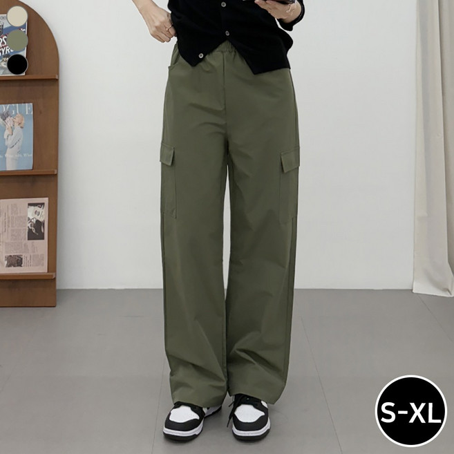 블레스유 여성용 카고포켓 와이드 일자핏 코튼팬츠 봄여름 일자바지