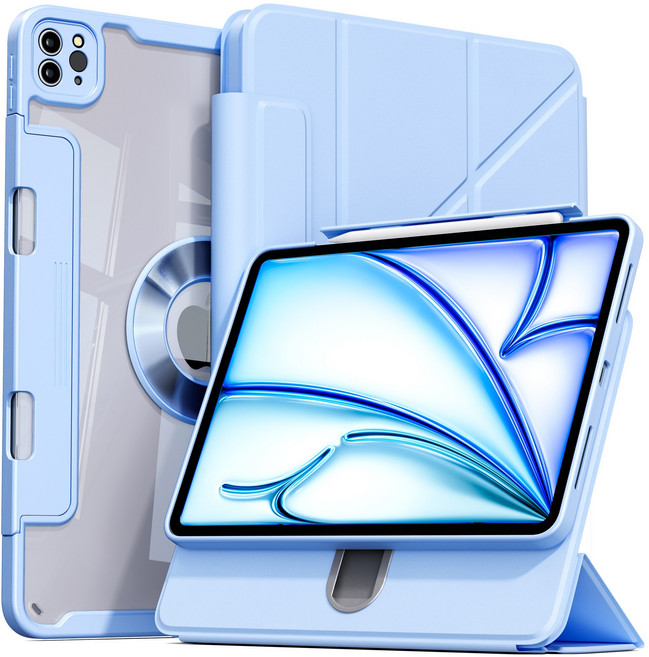 AITEWO 아이패드 마그네틱 케이스 높이조절 펜슬수납 360도회전 프로 1/2/3/4/5/6/7 세대 에어4/5/6/7 10.9인치 11인치 12.9인치 13인치 M2 M3 M4, 블루, 1개