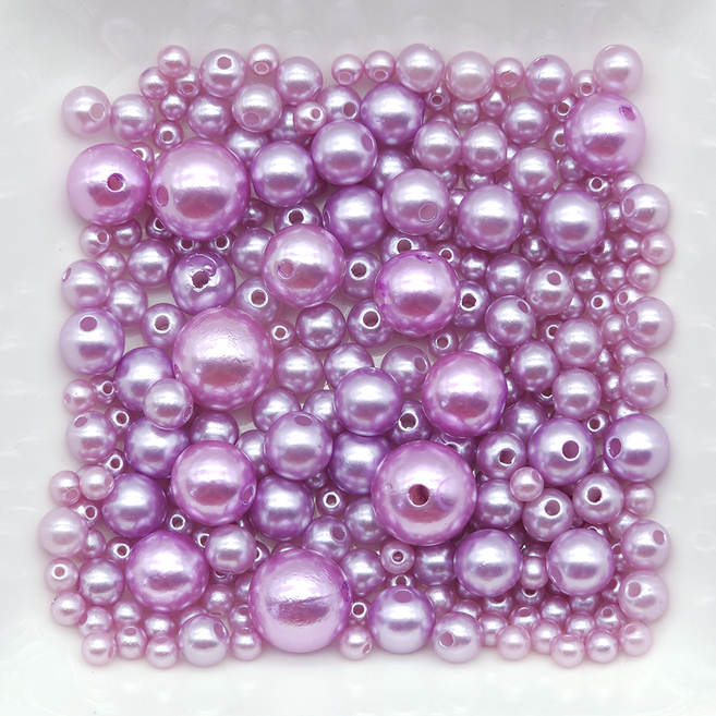 아크릴진주 [구멍] 컬러 비즈 공예 재료, A3021. 보라, 1세트, 5mm