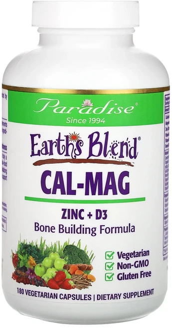 Paradise Herbs Earth's 혼합물 Cal-Mag 아연 + D3 베지 캡슐 180정, ParadiseHerbsEarths혼합물CalMag아연, 1개 - 쿠팡
