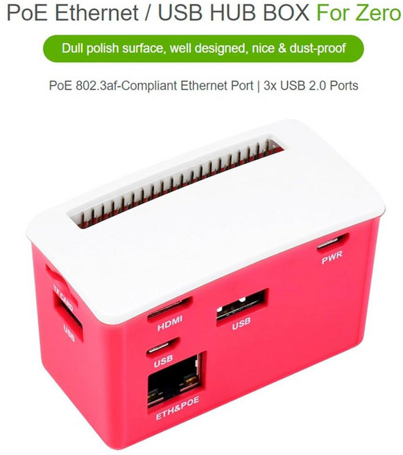 RASPBERRY PI 박스가 ZERO USB 포트 3배 ABS HUB 802 2WH 이더넷 3AF 있는 케이스 포트용 호환되는 호환 1과 HAT 2W POE 보드