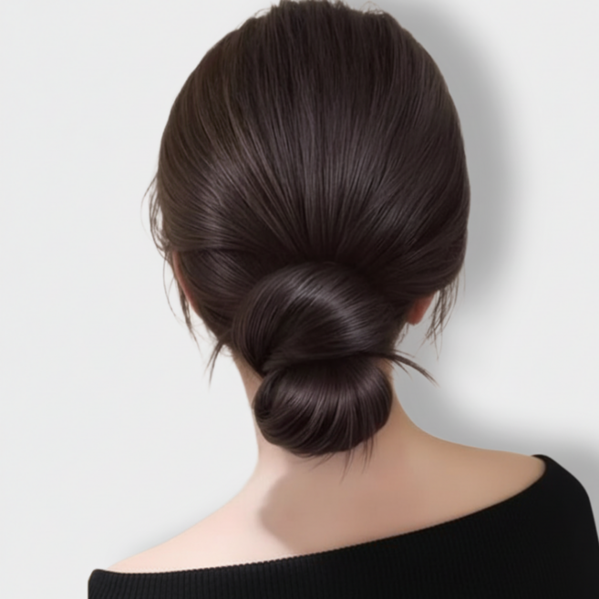 엠리브 로우번 똥머리 당고머리 가발 집게핀, 브라운블랙, 1개