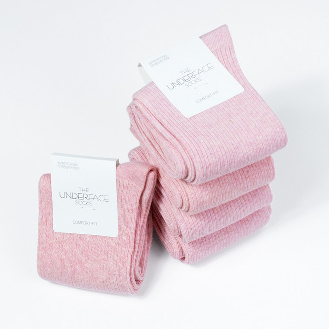 [국산] 언더페이스 남녀공용 프리미엄 탄탄 골지 양말 5족 세트 흘러내림 방지 이중밴드 패션 단색 [23색상]