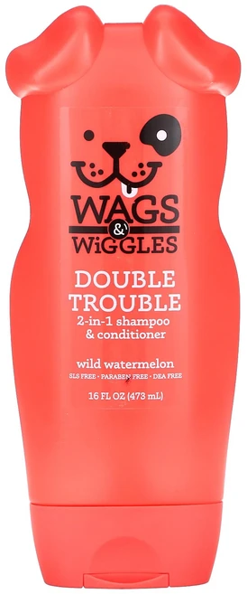 Wags & Wiggles 더블 트러블 2-in-1 샴푸 & 컨디셔너 야생 수박 473ml(16fl oz), WagsWiggles더블트러블2in1샴푸컨디셔너야생수박, 1개, 473ml - 쿠팡