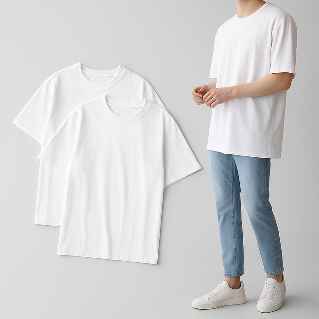 남녀공용 소프트 레이어드 반팔 티셔츠 2P(2매입)
