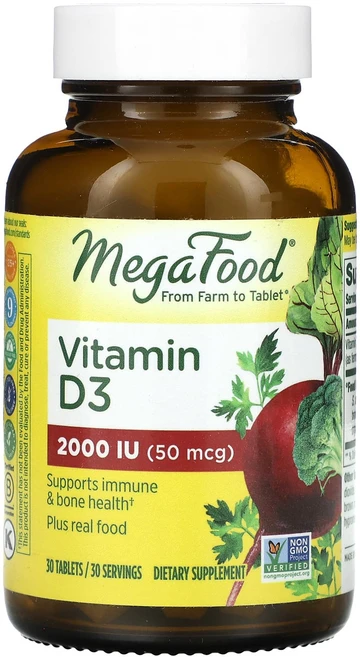 MegaFood 비타민D3 2000IU(50mcg) 30정, 1개 - 쿠팡