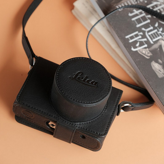 라이카 D-Lux 8 디럭스8 가죽케이스 풀커버 핸드 그립 악세사리 커피색 + 풀커버 스트랩, 1개, B_dlux7/109 블랙 가죽케이스+렌즈커버+끈