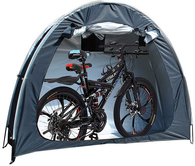 2대 자전거 수용 가능 자전거 텐트 210D 옥스포드 방수 보관텐트 창문 디자인 가벼운 설치 야외캠핑 보관쉘드, 검정색