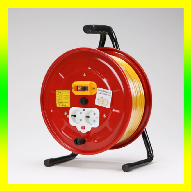 국내생산 KC안전인증 캠핑릴선 온도센서부착 차단기 릴콘센트 전기연장선, 1세트, 빨강색