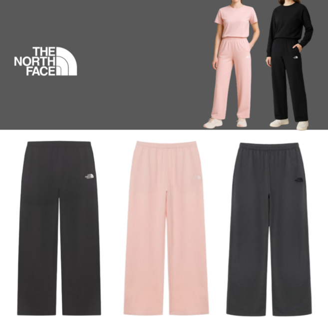 (국내정품) 노스페이스 여성 전용 와이드핏 팬츠 롱팬츠 얇고 부드러운 편안한 착용감 제공 여성 전용 핏 일상 데일리 츄리닝 트레이닝 델피 팬츠
