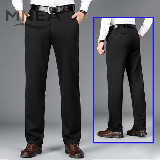 중년남성 비즈니스 슬랙스 사계절 드롭핏 무다림 직통 스트레치 캐주얼 팬츠