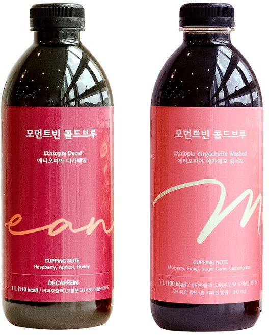 모먼트빈 콜드브루 1L X 2병 프리미엄 더치커피 원액 액상 커피 선물 답례품 디카페인 에티오피아, 디카페인 에티오피아 / 에티오피아, 1개입
