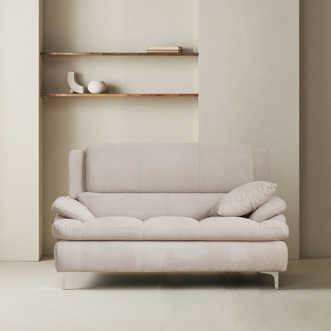 장인가구 콤마 기능성 아쿠아 2인 패브릭 소파 스툴포함, 아이보리