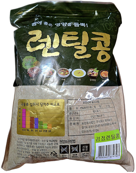 레드 렌틸콩 건강곡물 슈퍼푸드 식단관리 레드 렌틸콩 2kg 1개, 4kg