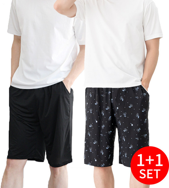 남성 여름 쿨 아이스 반바지 빅사이즈 잠옷팬츠 1+1 세트