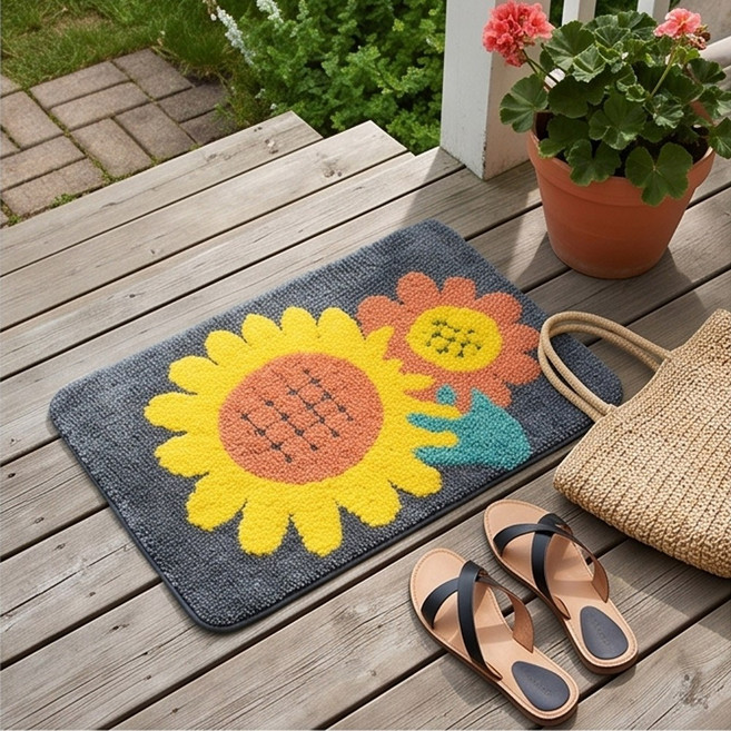 해바라기 50X70cm 발매트 나무발매트 꽃발매트 주방매트 욕실매트 욕실발매트, 1개