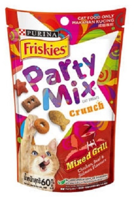 Friskies 喜躍 PartyMix 香酥餅 60g 貓零食 酥脆美味 滿足貓咪的味蕾, 1個, 炙燒烤肉