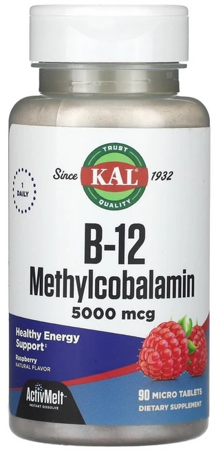 KAL B-12 Methylcobalamin Raspberry 5 000 mcg 90 Micro Tablets, 5000 mcg, 1개 - 쿠팡