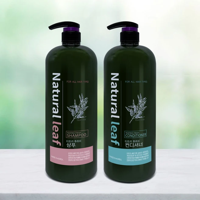 내추럴리프 티트리 후레쉬 샴푸+컨디셔너 세트 1500ml 대용량, 1개, 1.5L - 쿠팡