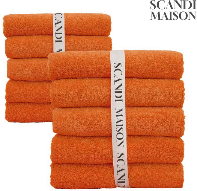 스칸디메종 프리미엄 호텔 타올 200g 40수 코마사 선물용 수건, 10개, No.8 트로피컬 오렌지